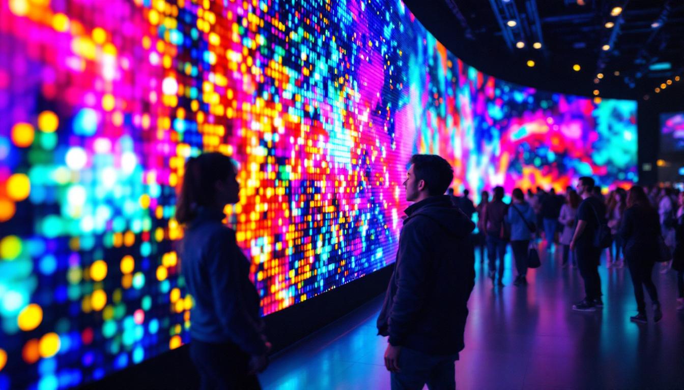 A photograph of a vibrant led display in action