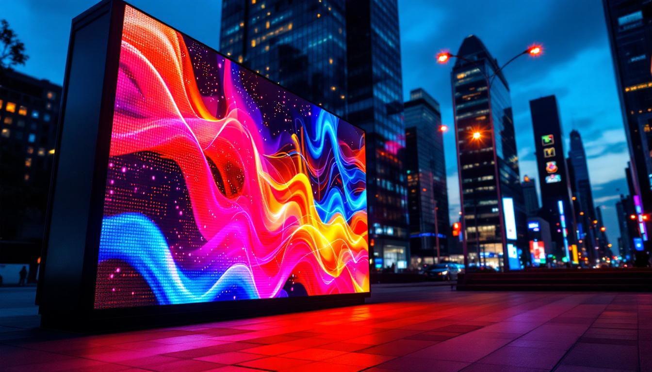 A photograph of a vibrant led display in action