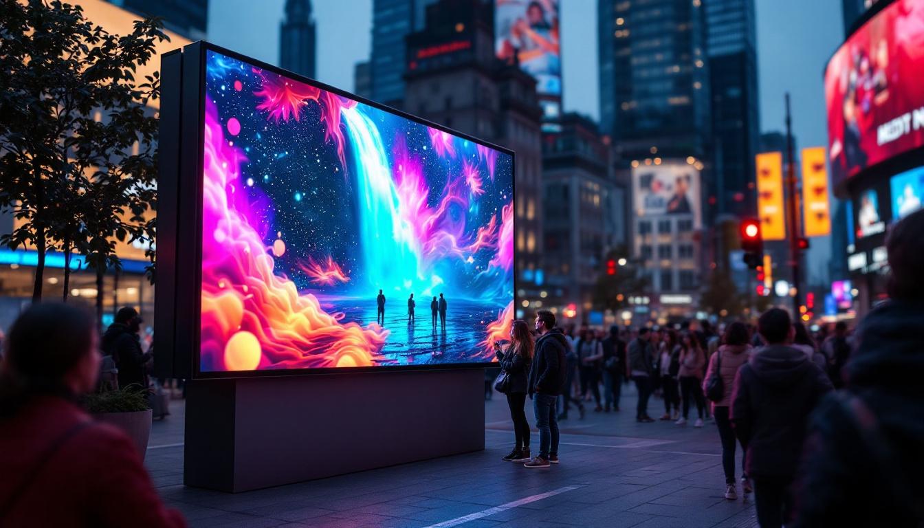 A photograph of an outdoor led display panel in action