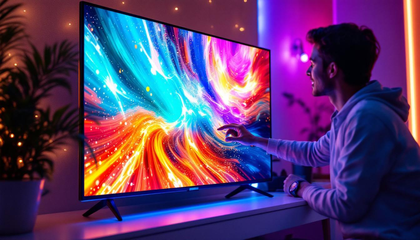A photograph of a vibrant led display in action