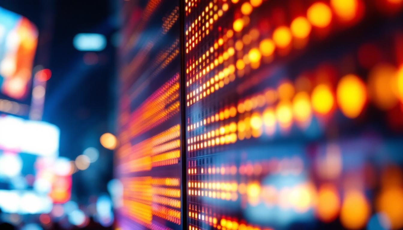 A photograph of a vibrant led display in action