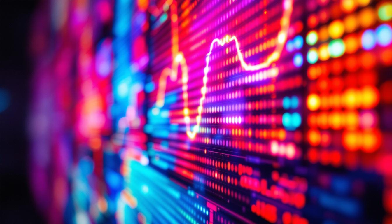 A photograph of a vibrant led display showcasing dynamic colors and patterns