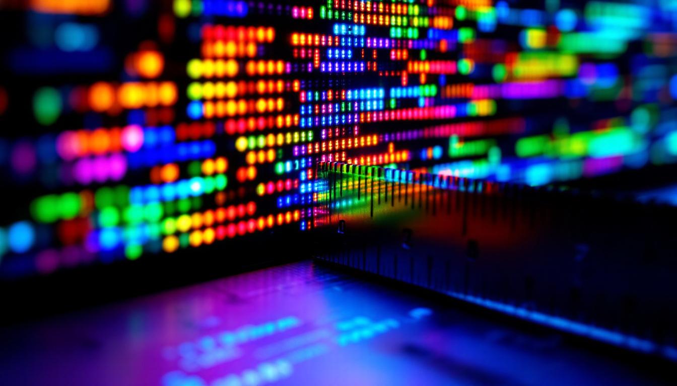 A photograph of a close-up shot of an led display showcasing vibrant colors and intricate details