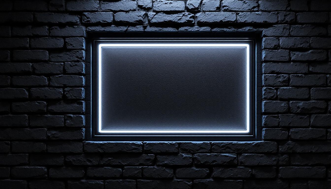 A photograph of a close-up view of a block wall featuring a sleek led display integrated into a window opening