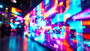 A photograph of a vibrant led display in action
