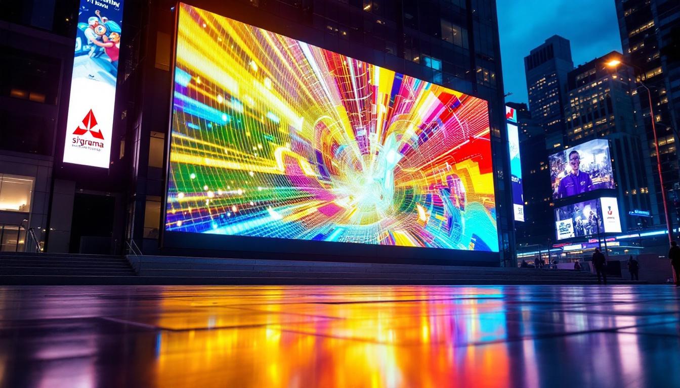 A photograph of a vibrant led display in action