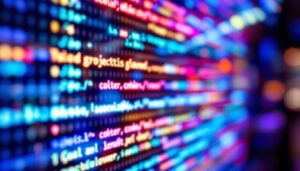 A photograph of a close-up shot of a vibrant led display in action