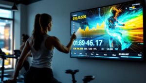 A photograph of capture a photograph of the led display at curves fitness center in action