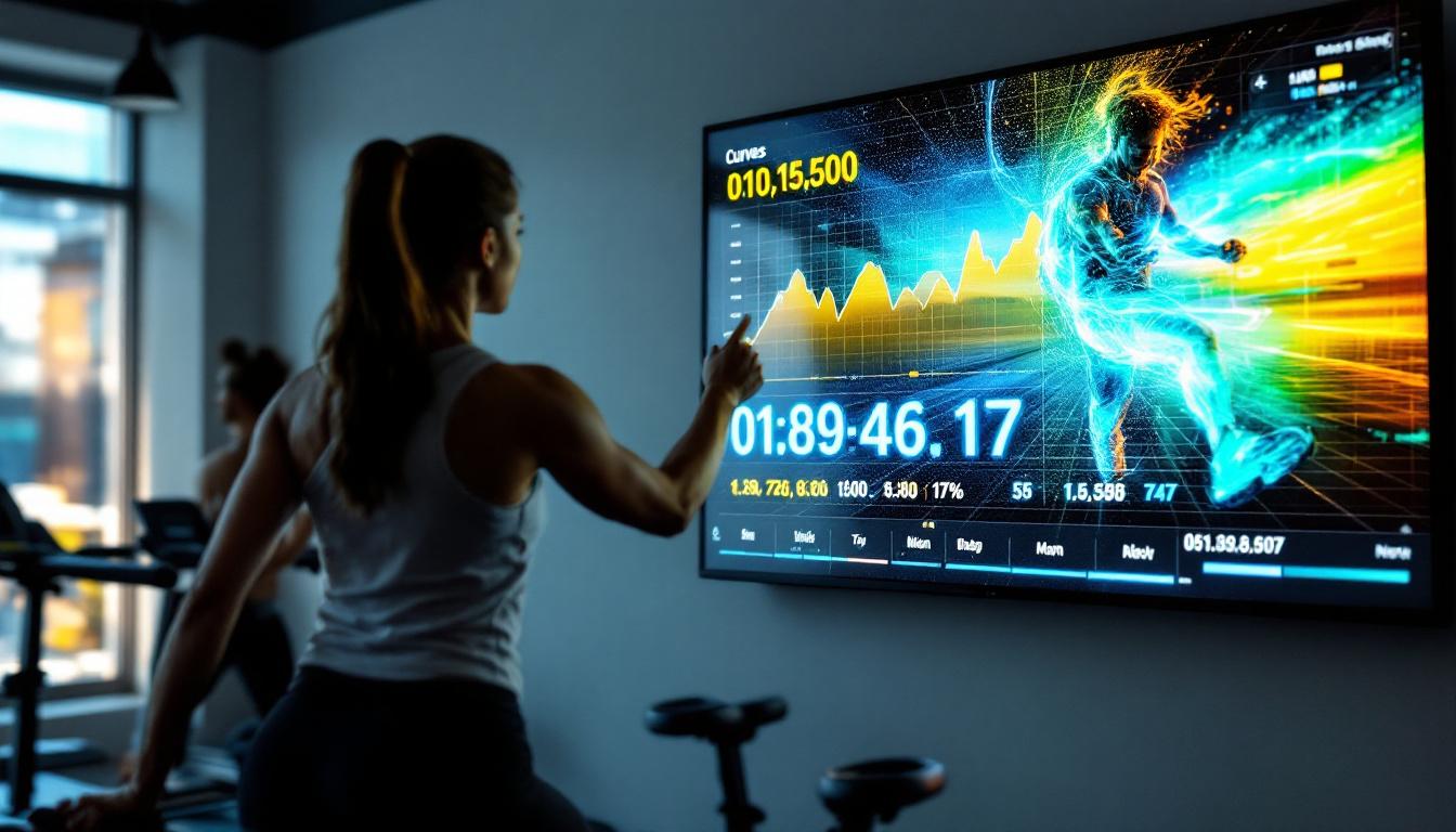 A photograph of capture a photograph of the led display at curves fitness center in action