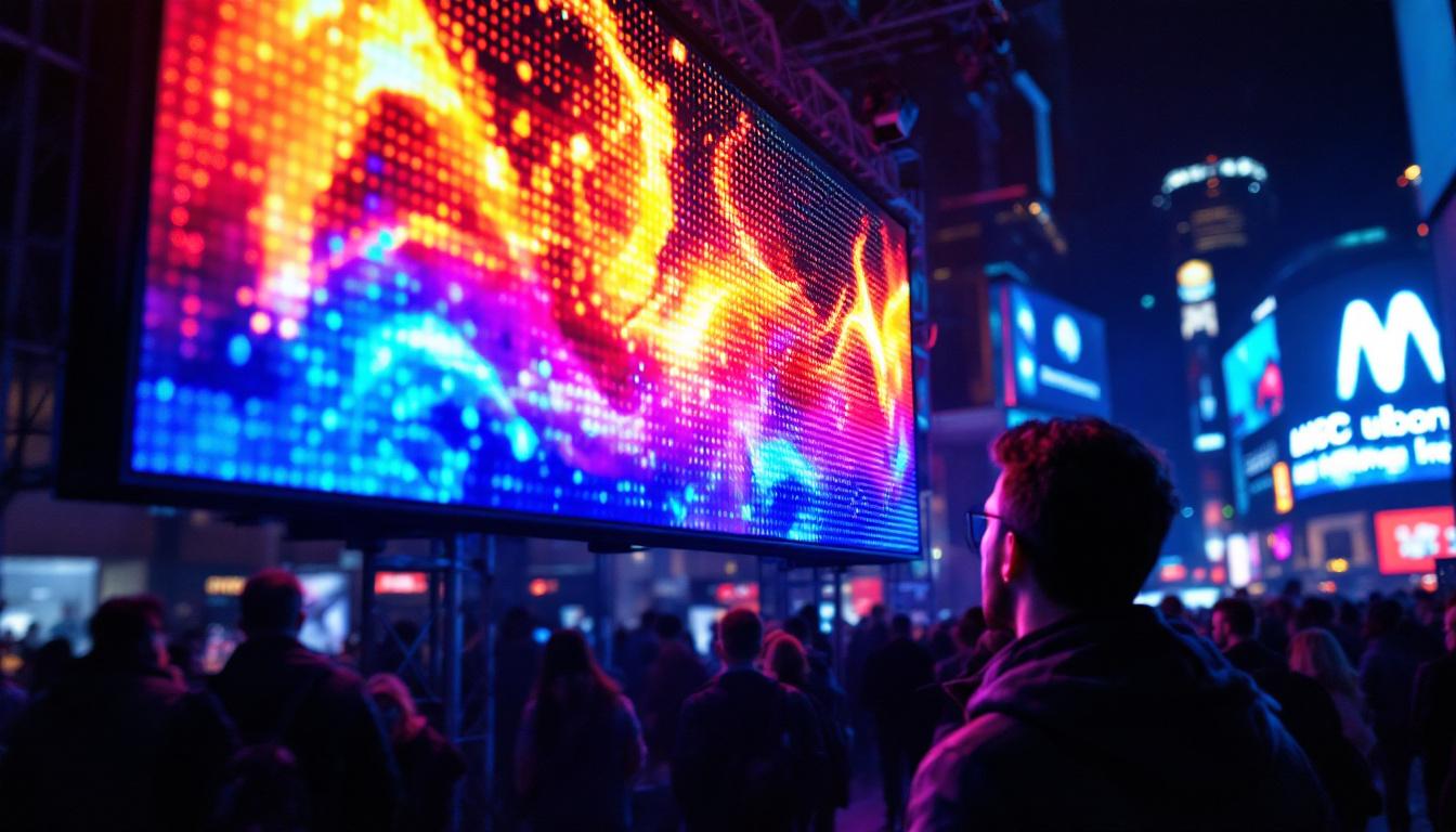 A photograph of a vibrant led display in action