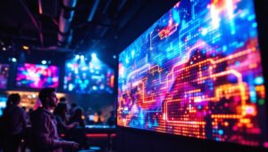 A photograph of capture a photograph of a vibrant led display in action