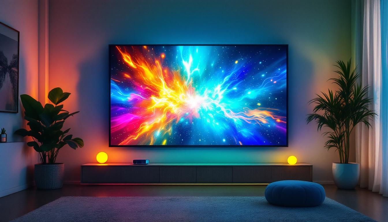 A photograph of a vibrant led projector in action