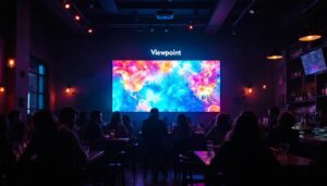 A photograph of capture a photograph of the vibrant led display at viewpoint brewing company