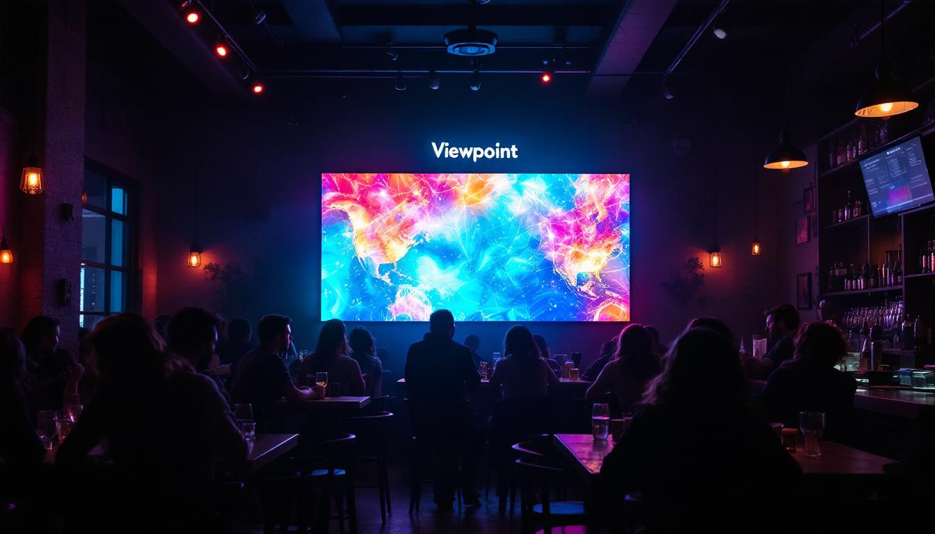 A photograph of capture a photograph of the vibrant led display at viewpoint brewing company
