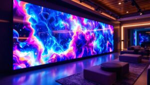 A photograph of a vibrant 2x2 led video wall in action