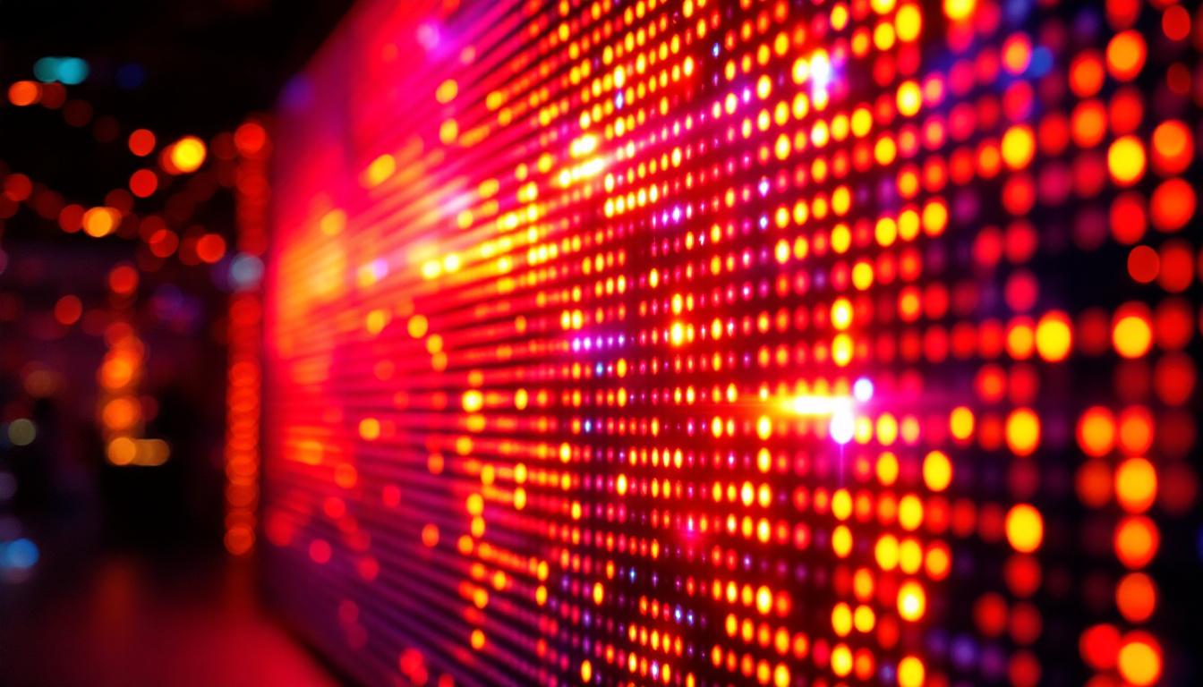 A photograph of a vibrant led display in action