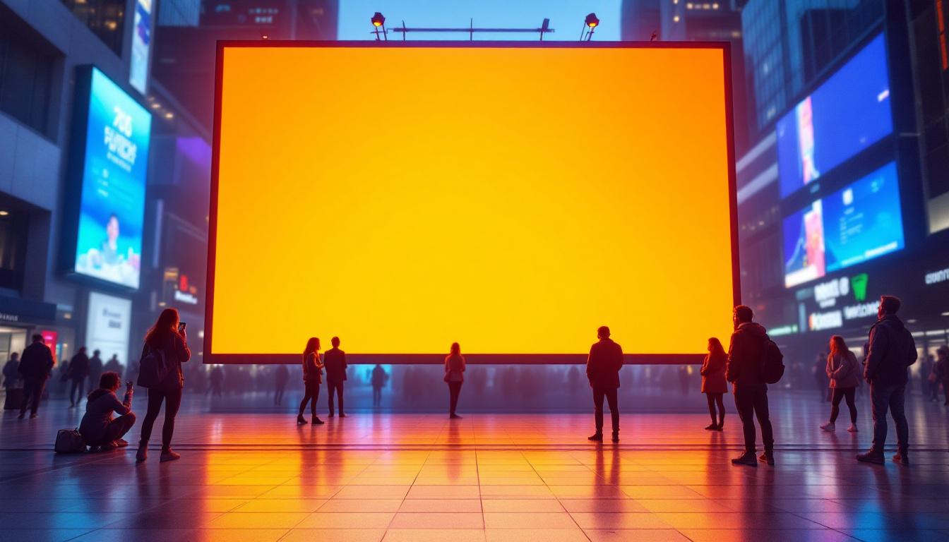 A photograph of a vibrant led display in a dynamic urban setting