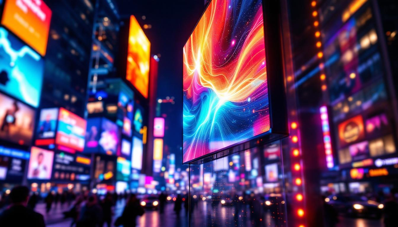 A photograph of a vibrant led display in action