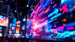 A photograph of a vibrant led display in action