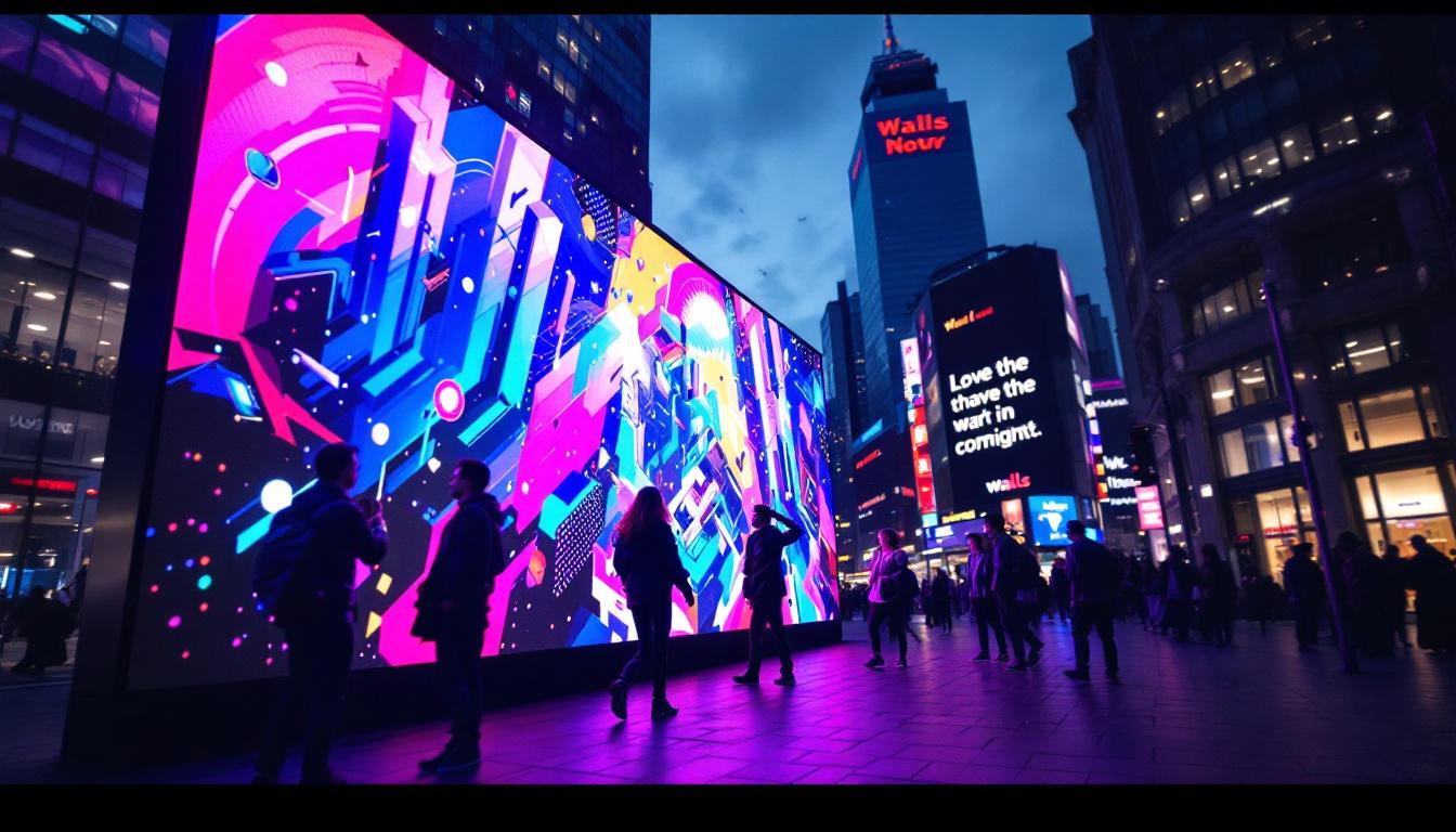 A photograph of a vibrant walls outdoor led display in action