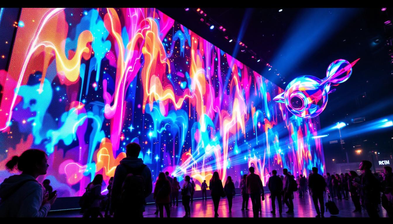 A photograph of a vibrant led display in action