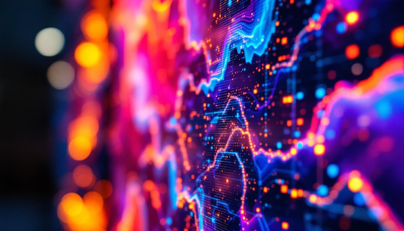 A photograph of a close-up shot of an lcd monitor displaying vibrant colors and sharp images