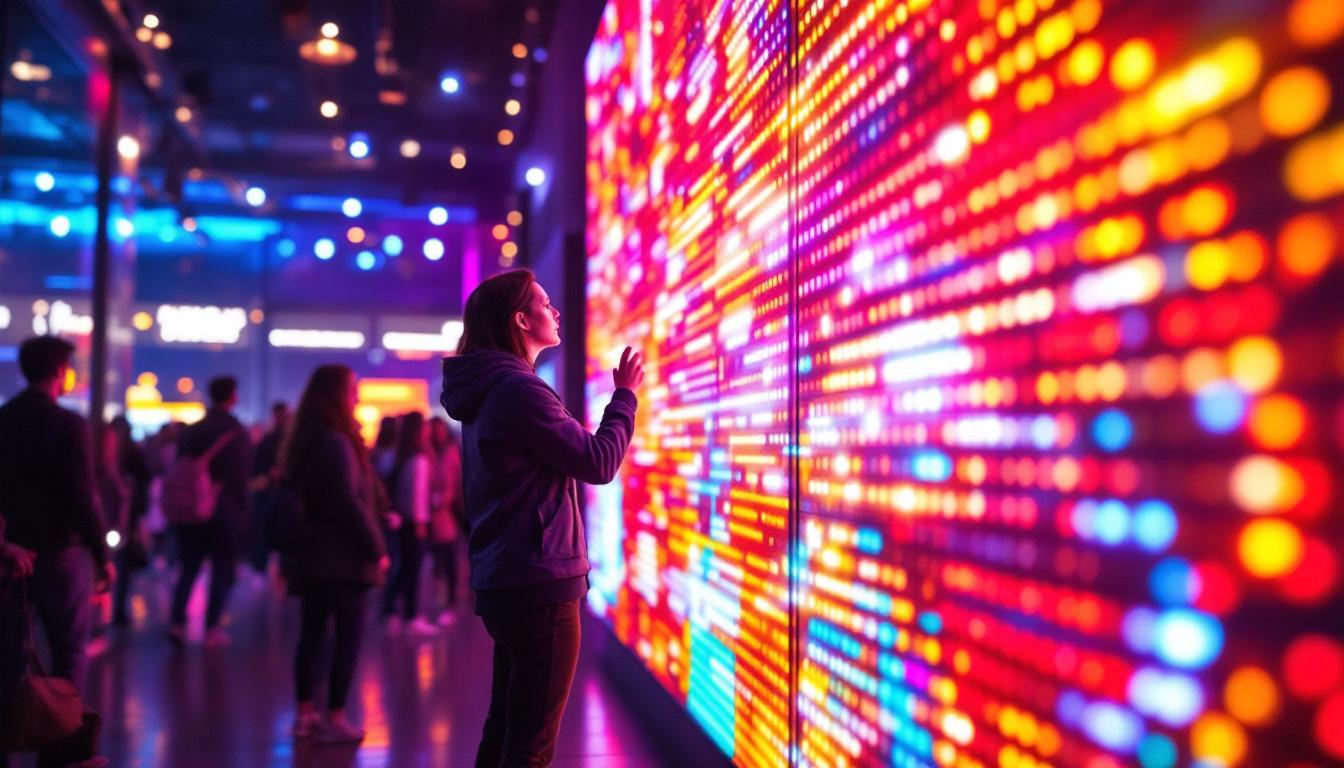 A photograph of a vibrant led display in action