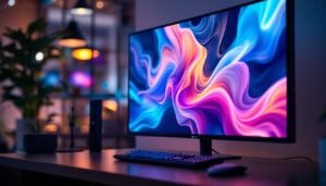 A photograph of a vibrant led display showcasing vivid colors and sharp images