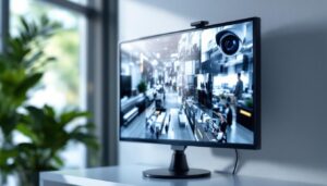 A photograph of a cctv monitor displaying a clear