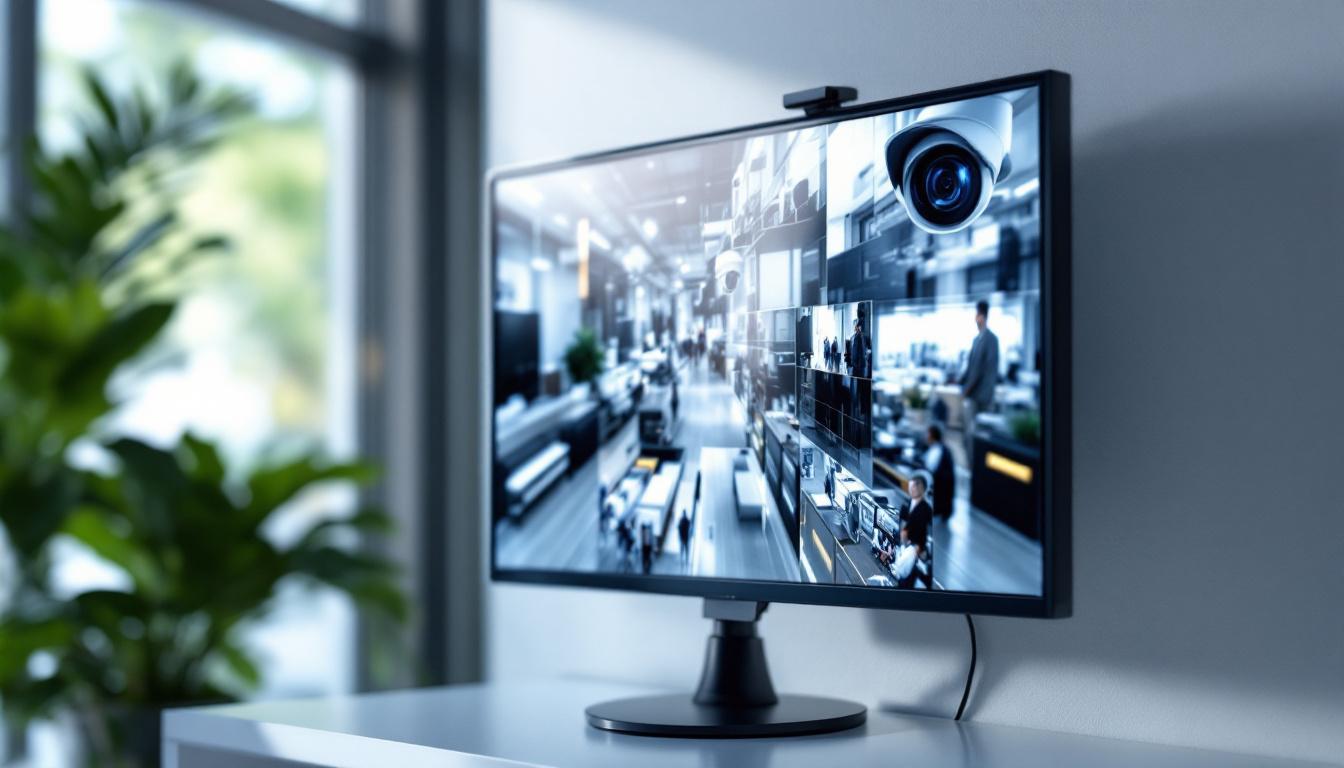 A photograph of a cctv monitor displaying a clear