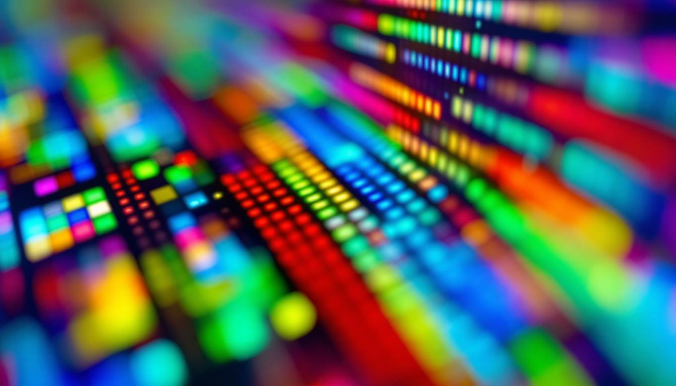 A photograph of a close-up shot of an led display showcasing vibrant colors and intricate details