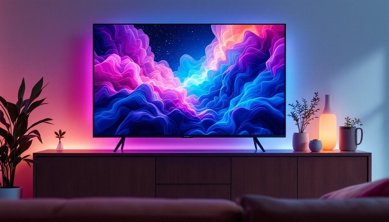 A photograph of a sleek pixel brand tv showcasing vibrant colors and sharp details on its led display