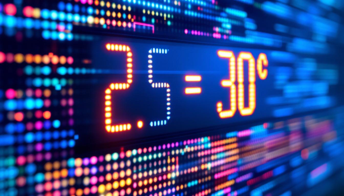 A photograph of a close-up shot of an led display showcasing a measurement conversion from feet to inches