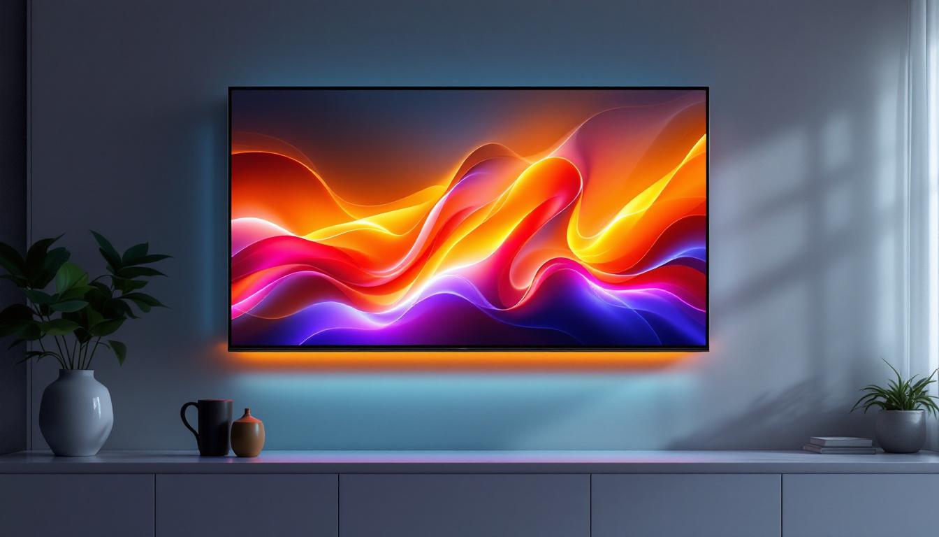 A photograph of a sleek 21-inch wall cabinet featuring an illuminated led display