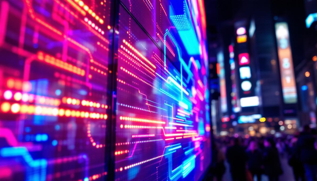 A photograph of a vibrant led display in action