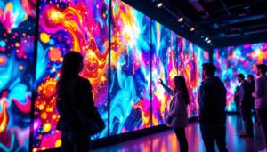 A photograph of a vibrant led display in action