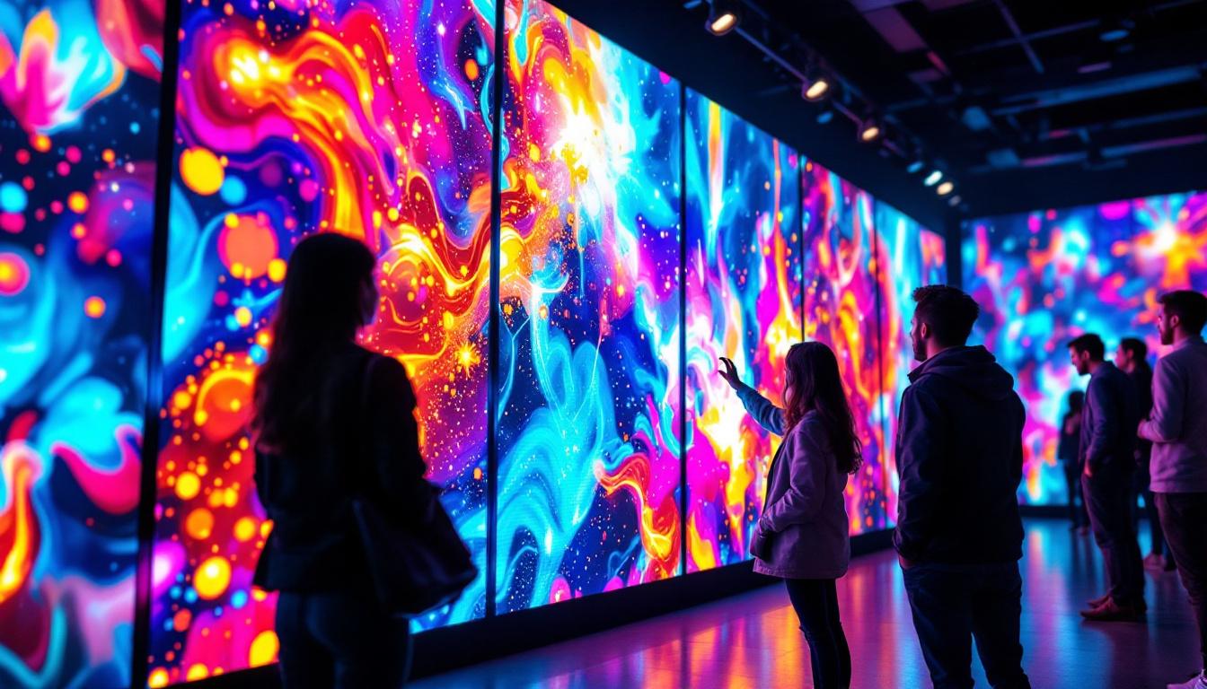 A photograph of a vibrant led display in action
