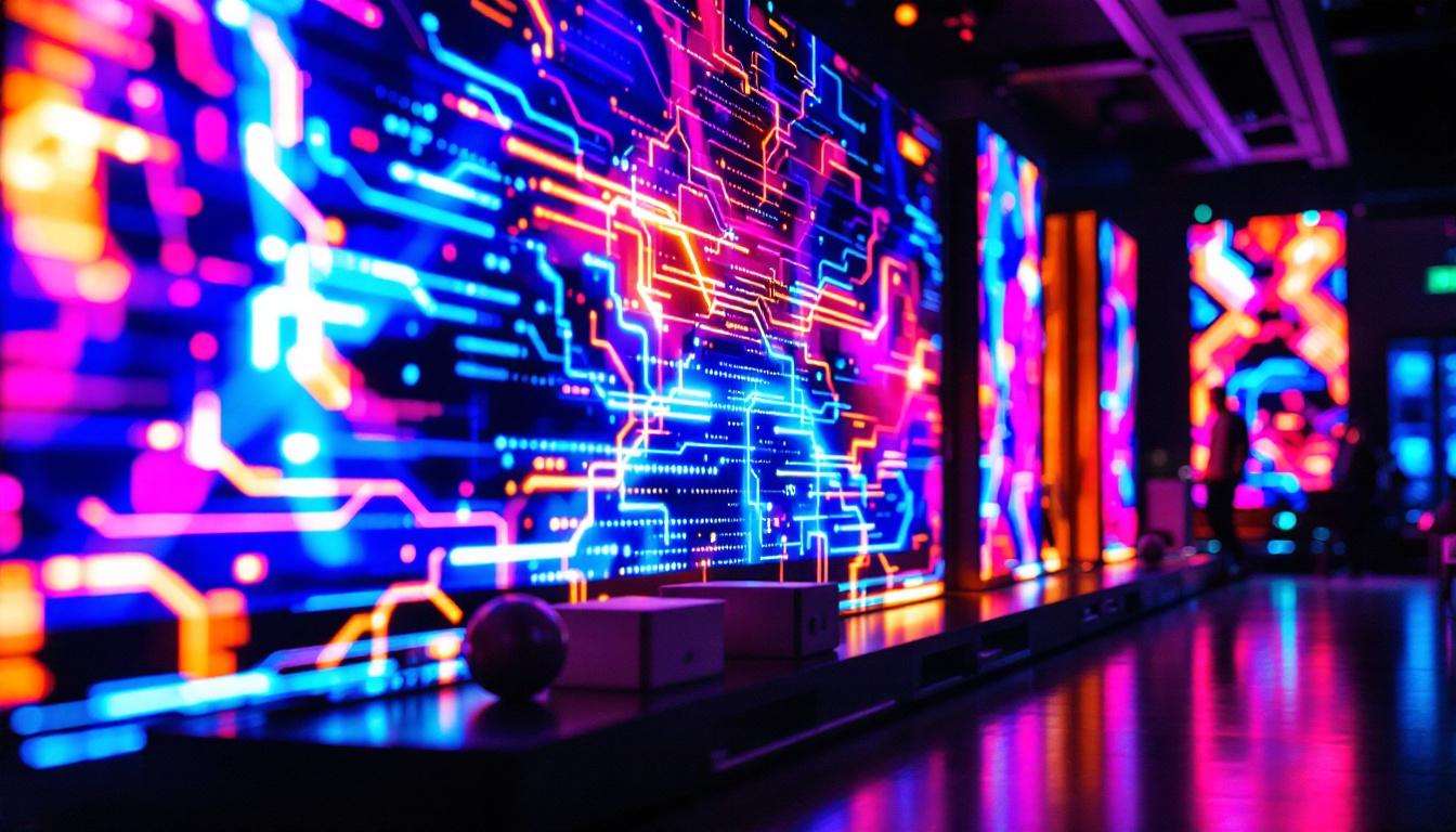 A photograph of a vibrant led display in action