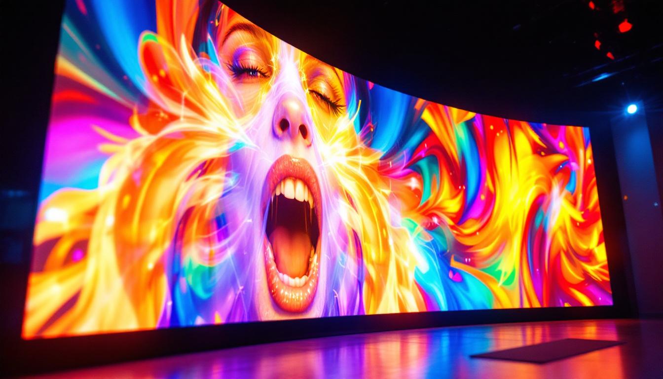 A photograph of a vibrant led display in action