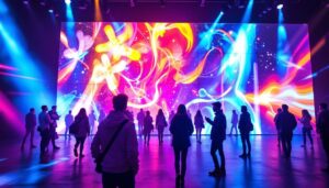 A photograph of a vibrant led display in action