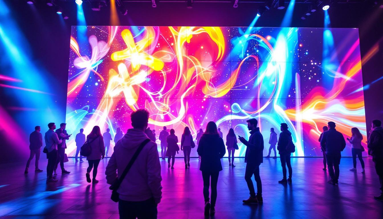 A photograph of a vibrant led display in action