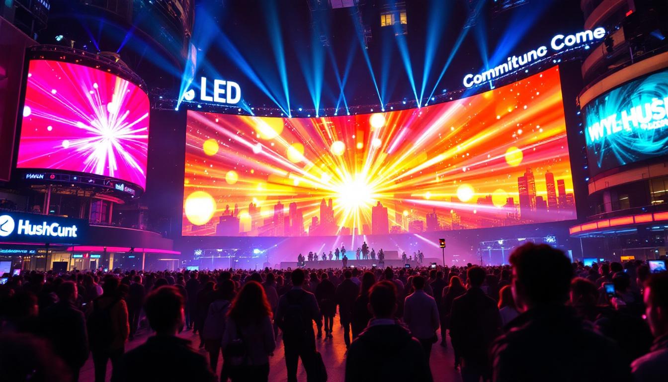 A photograph of a vibrant led display in action