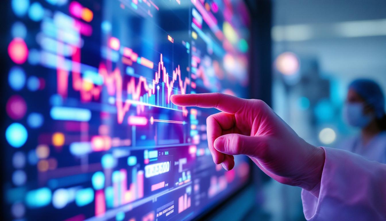 A photograph of a close-up shot of a medical led display in use