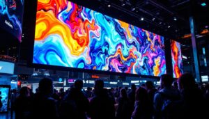 A photograph of capture a photograph of a vibrant led display in action