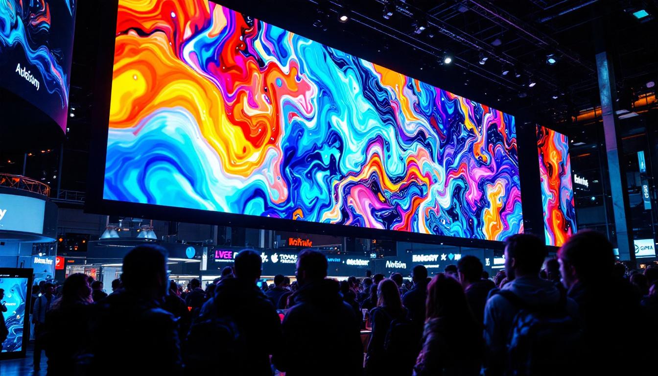 A photograph of capture a photograph of a vibrant led display in action