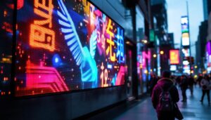 A photograph of capture a photograph of a vibrant outdoor led display in action