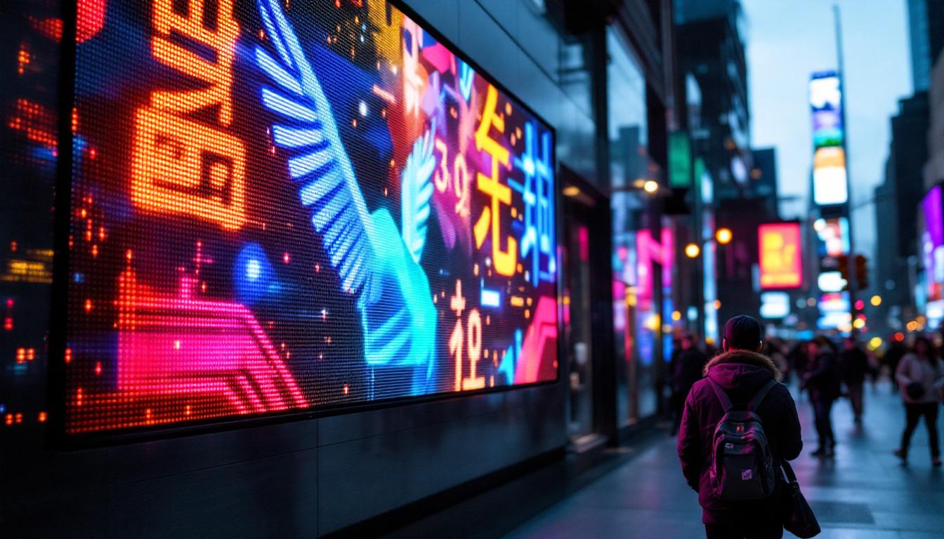 A photograph of capture a photograph of a vibrant outdoor led display in action