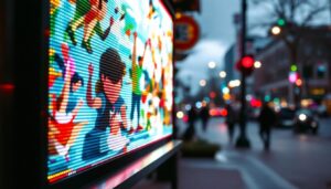 A photograph of capture a photograph of a vibrant led display showcasing local attractions or events in beaverton
