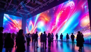 A photograph of a vibrant 4k led display in an event hall