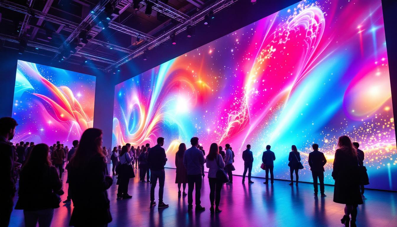 A photograph of a vibrant 4k led display in an event hall